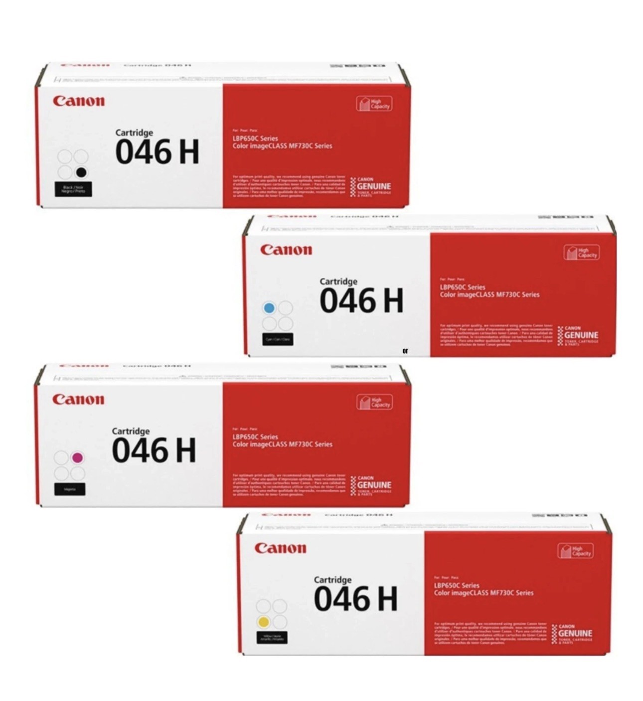 Canon 046H 4 Pack Color Toner Set BK C M Y for imageCLASS MF735Cdw