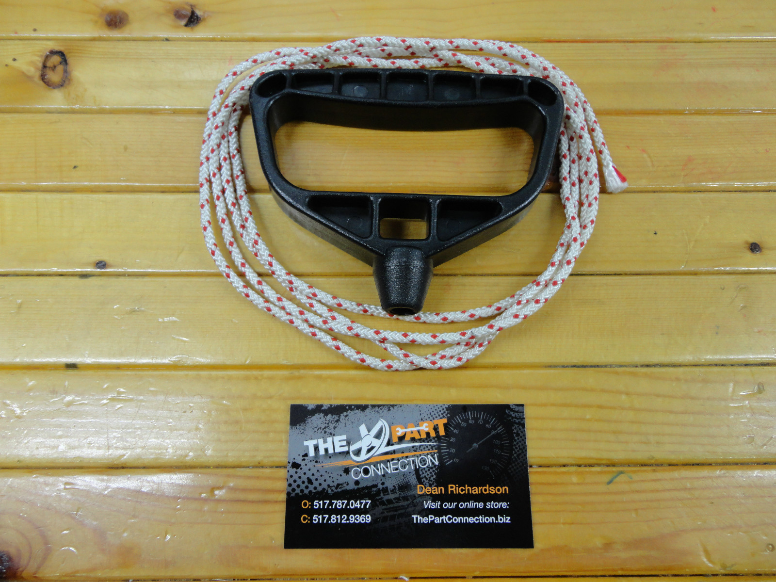 BLACK EMERGENCY SNOWMOBILE PULL START HANDLE WITH 6' ROPE CARRY A SPARE