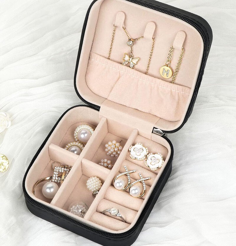 Ring box NEW Black Jewelry Travel Case Box Organizer Holder Storage Earring Case