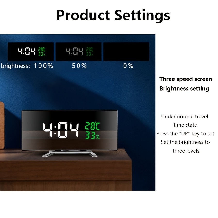 Digital LED Large Display Wall Desk Alarm Clock With Calendar Temperature Date