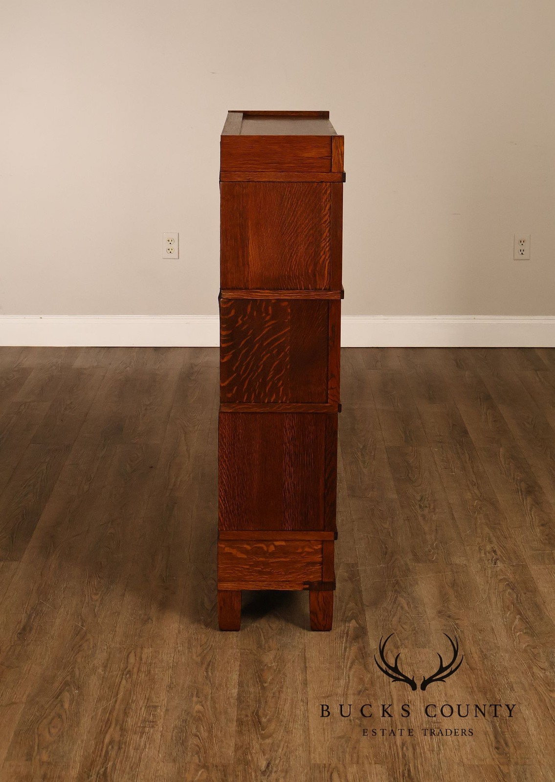 Antique Globe Three-Stack Barrister Bookcase With Base Drawer