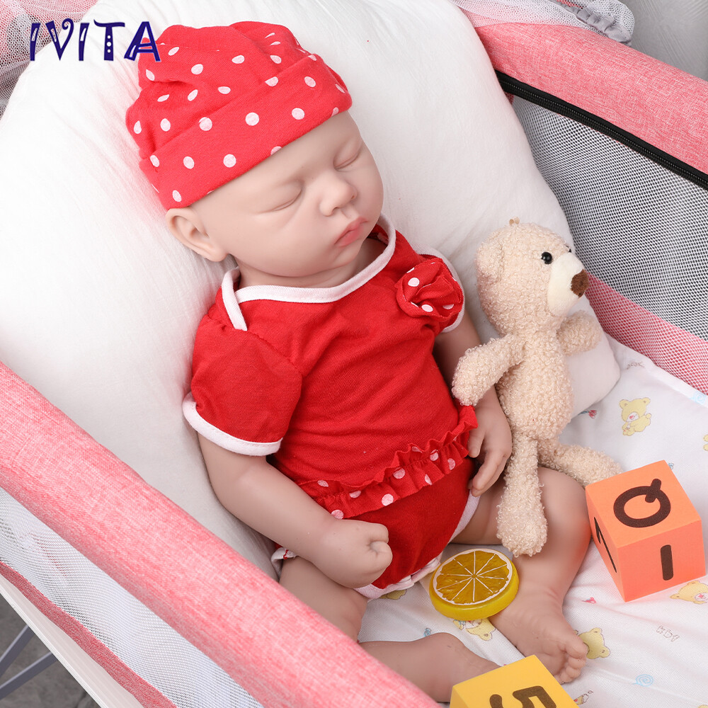 18" 3200g Handmade Sleeping Baby Newborn Girl Lifelike Silicone Reborn Doll Toys