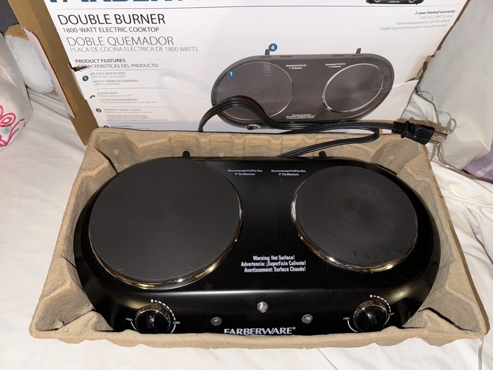 Farberware Royalty 1800 Watt Double Burner Black Electric Cooktop