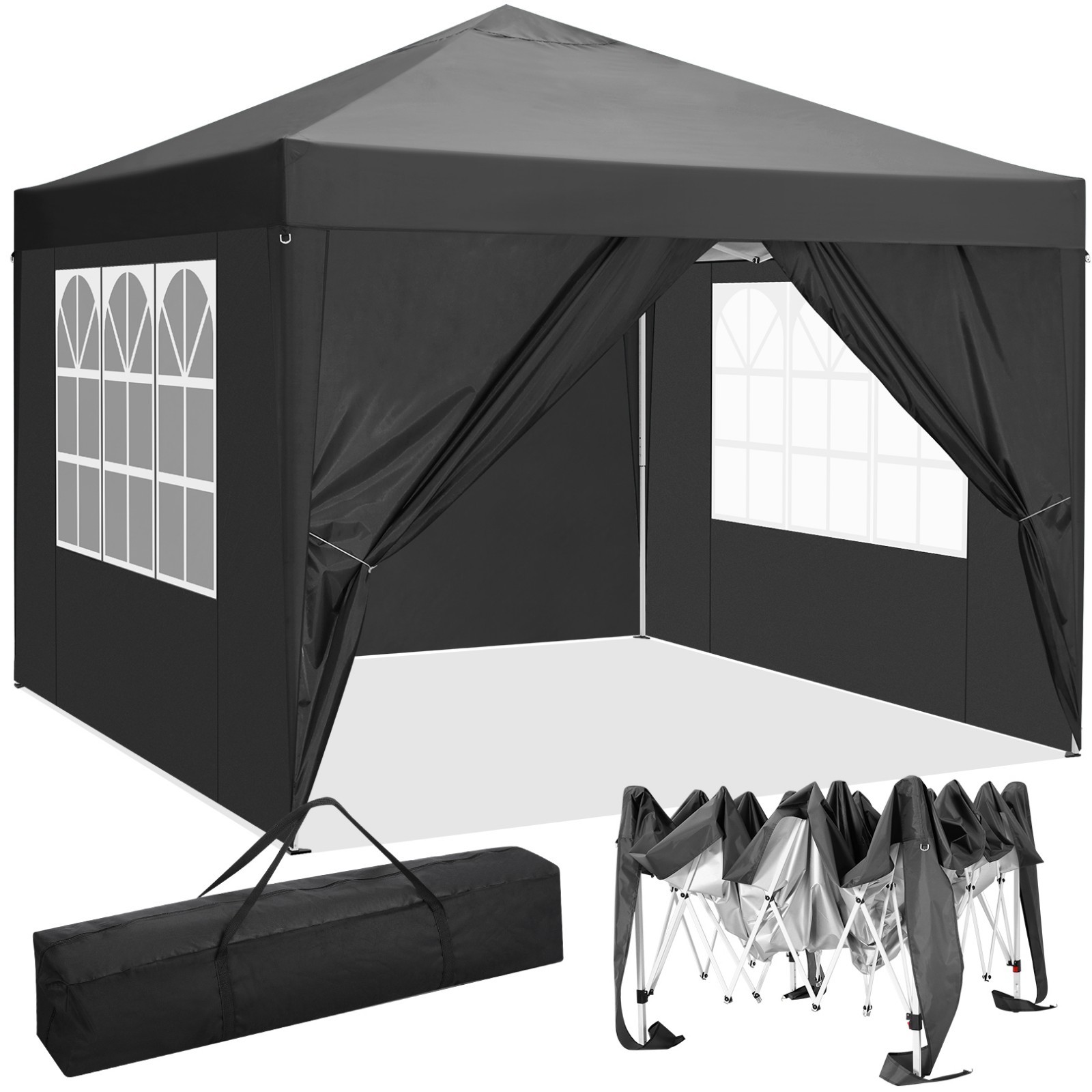 10x10FT Pop Up Canopy Tent with 4 Removable Sidewalls Waterproof Commercial NEW