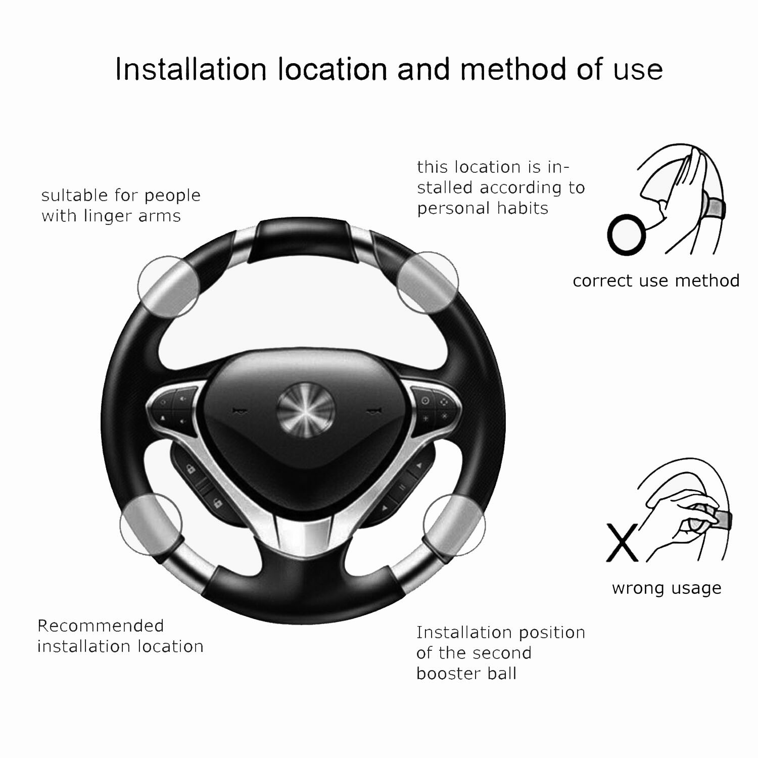 Universal Car Steering Wheel Aid Handle Truck Booster Ball Spinner Knob US