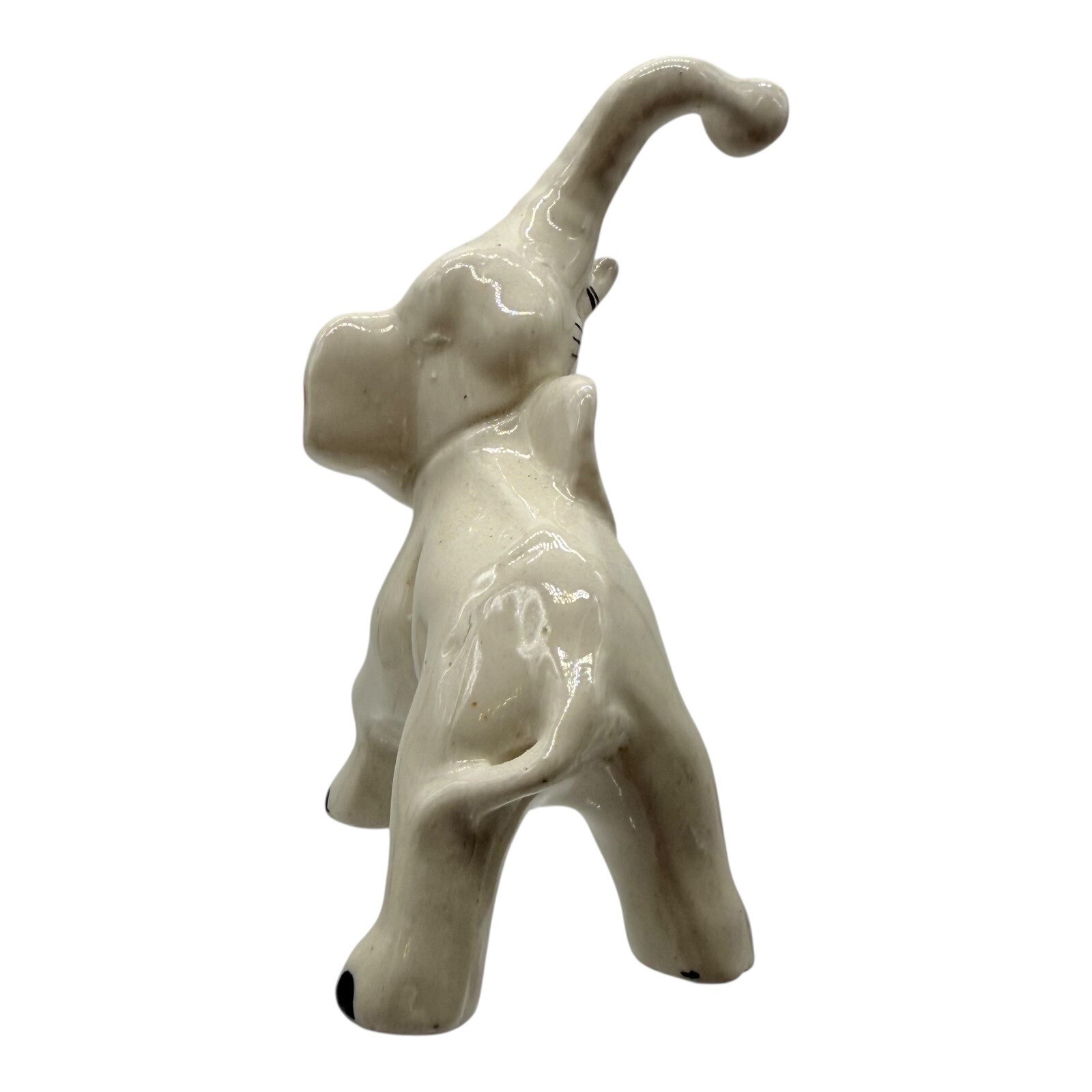 Vintage Elephant Figurine Trunk Up Good Luck Decor Ceramic Animal Statue