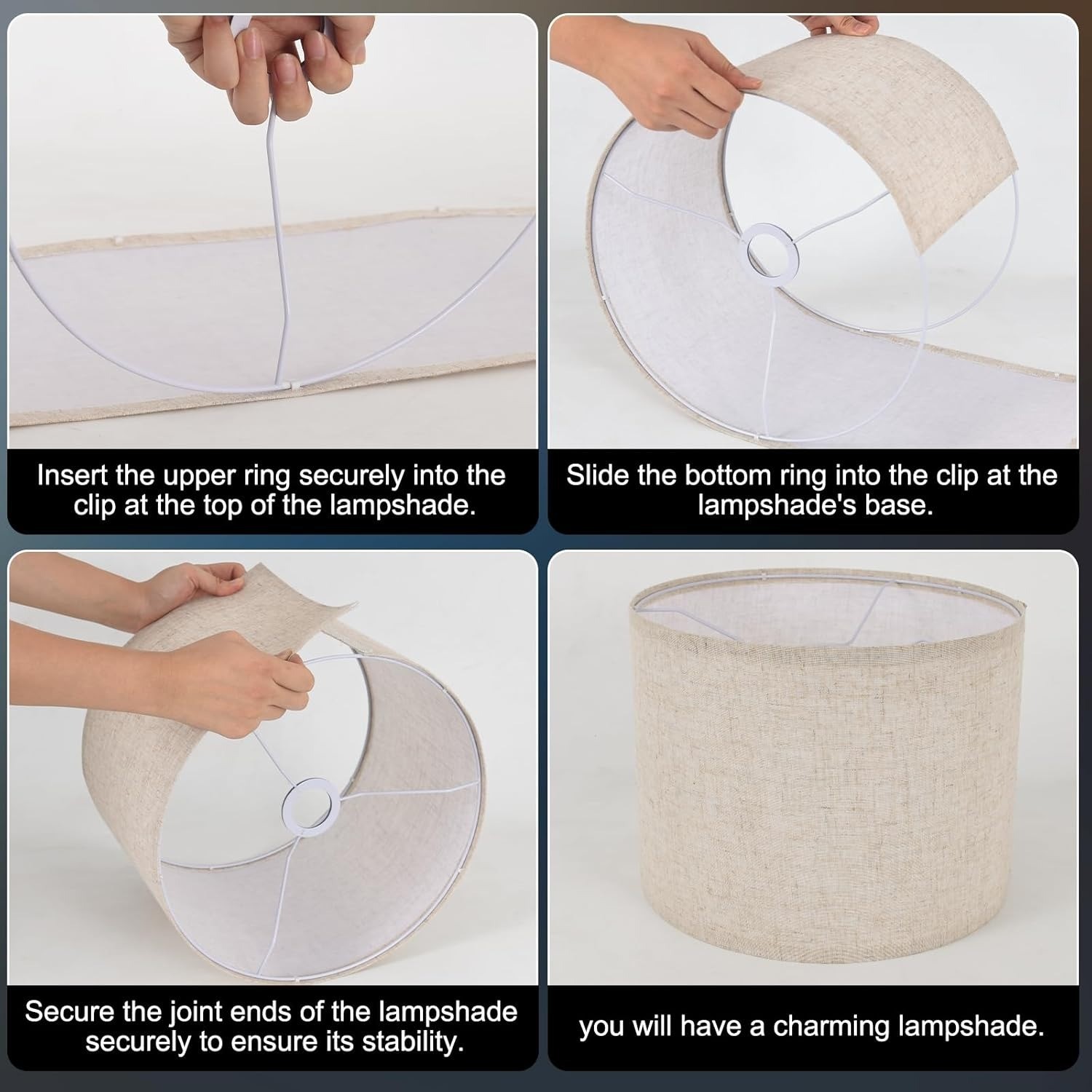 Beige Linen Drum Lamp Shade 8.7"x7.9" Modern Replacement for Table Floor Lamps