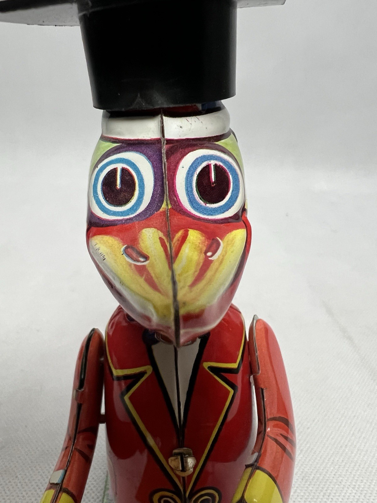 Vintage Wind-Up Dr. Duck Tin Toy 6" Graduation Cap Walking Scholar