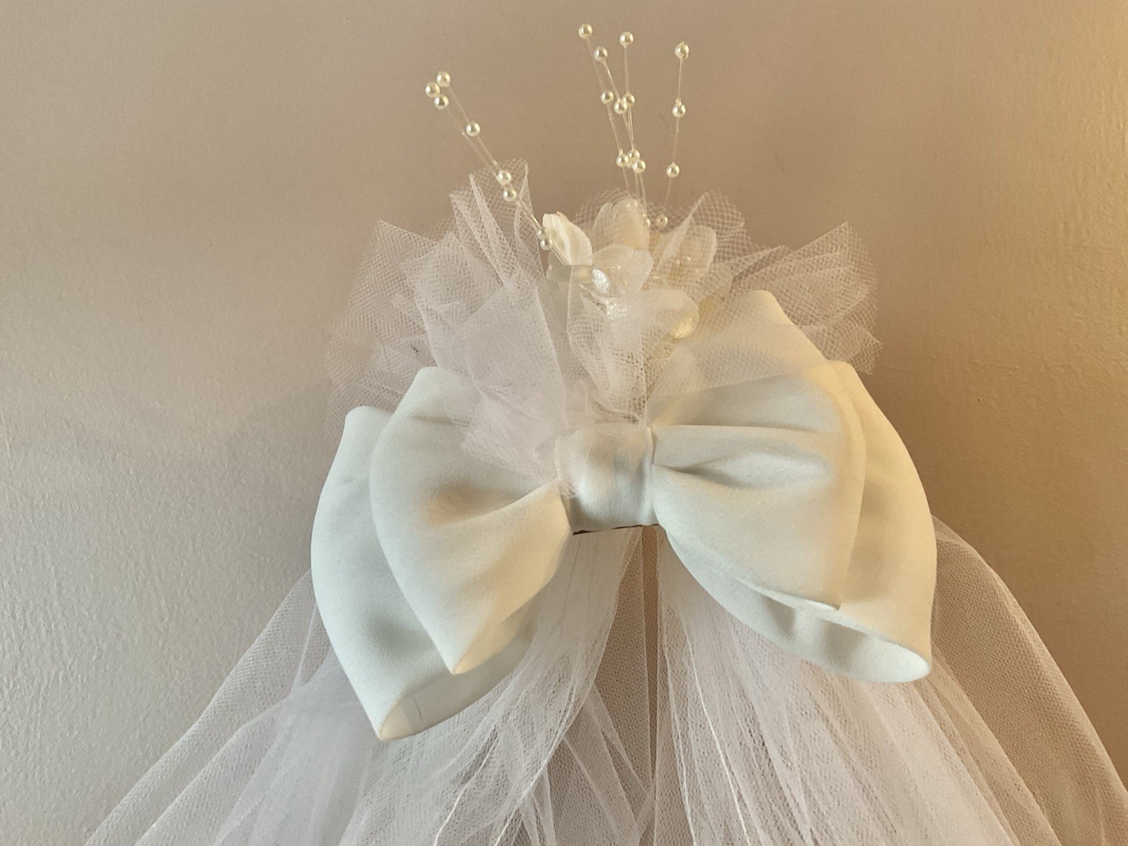 Vintage Bridal Wedding Veil Tulle Bow