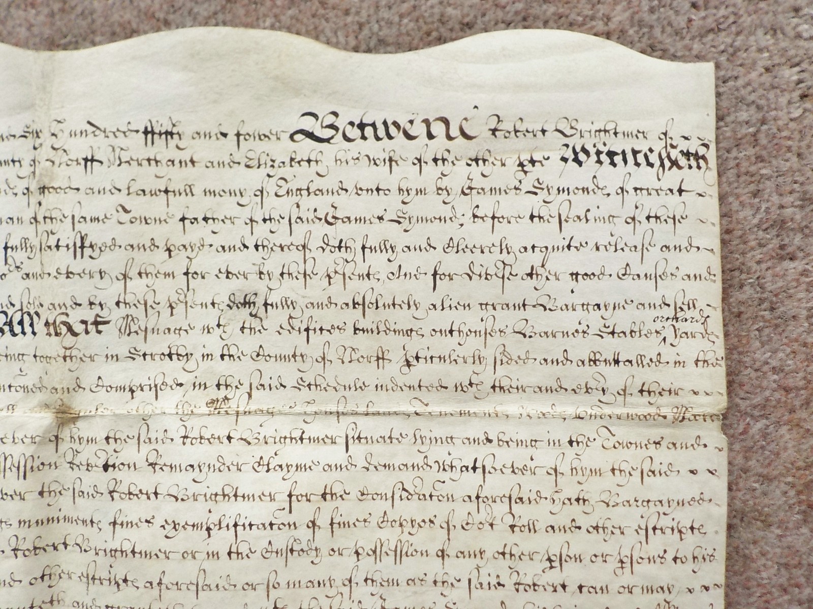 1657 Scratby Norfolk 17th century Vellum Deed Indenture detailed Vellum Schedule