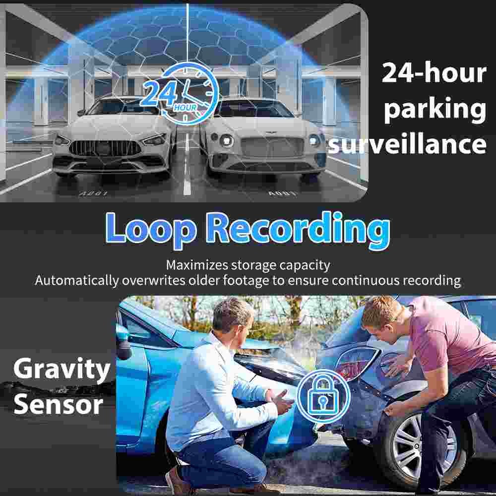 Dash Cam 4 Channel 360° Front Rear Inside DashCam, HD 1080P Car Camera 64GB