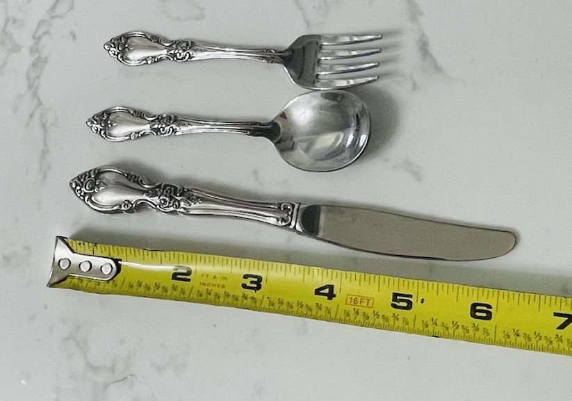 Oneida Community Child Knife, Fork, Spoon 3 Pc Stainless Flatware Set Vintage
