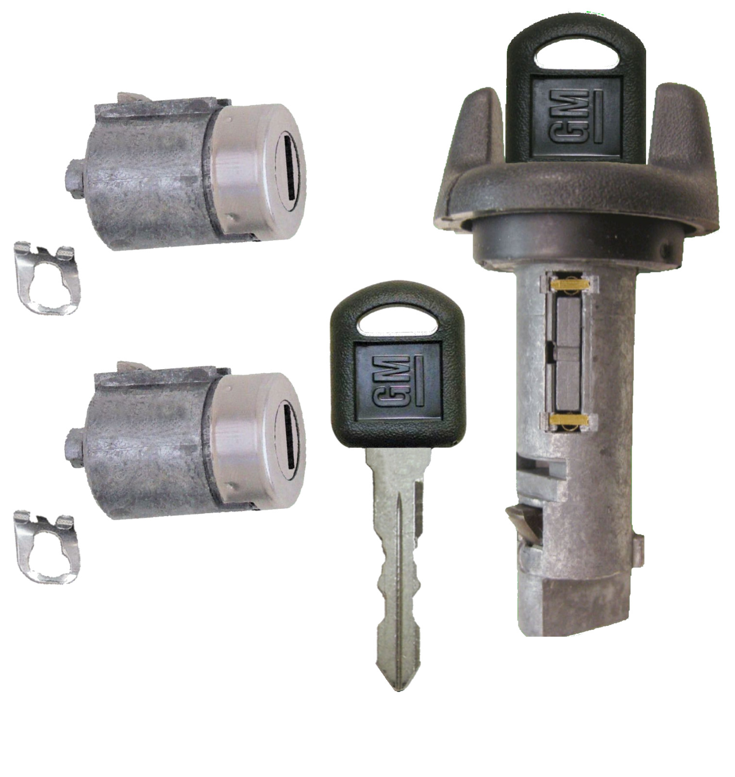 GM OEM Ignition Key Switch Lock Cylinder & Door Lock Tumbler Set 2 GM Keys