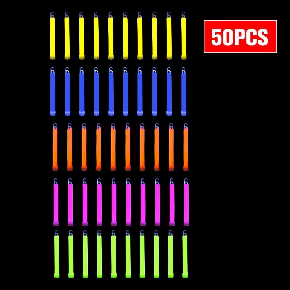 50 Pcs 6'' Premium Glow Sticks Bulk - Ultra Bright Large Glow Necklaces