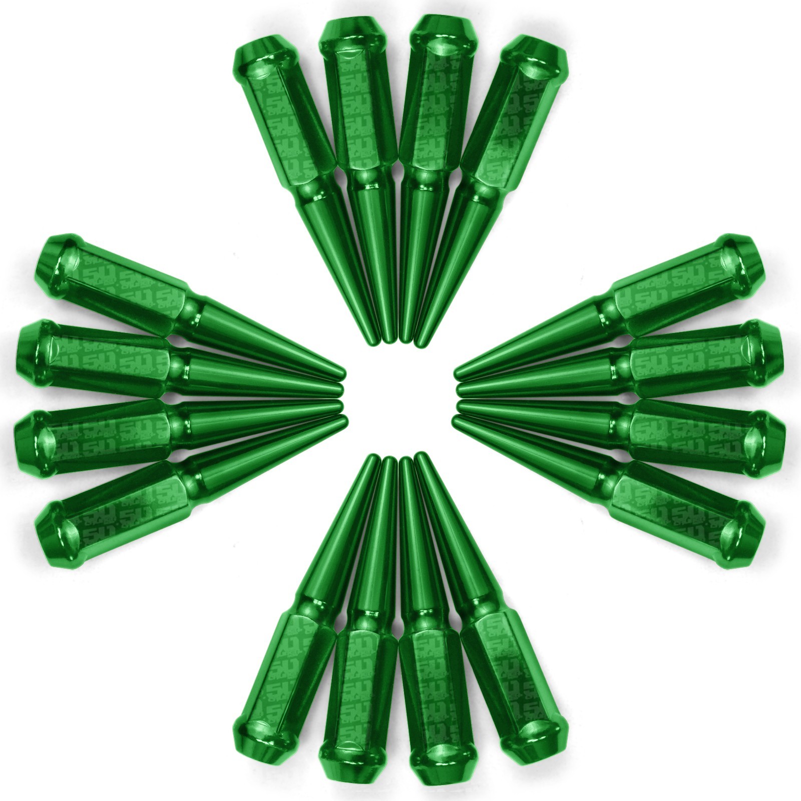 Green Long Steel Spike Lug Nuts 10x1.25 ATV Can-Am Yamaha Honda Suzuki Kawasaki