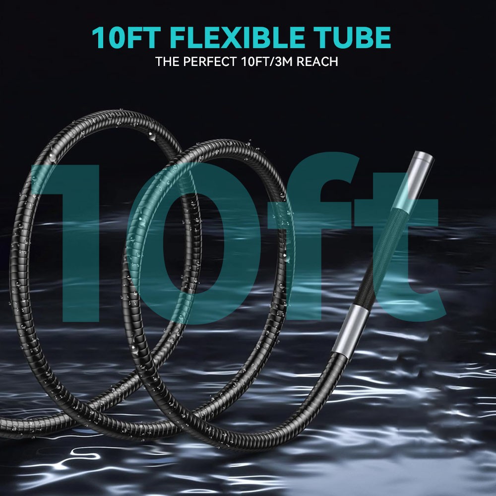 SCOPIX 10ft Tube 2-Way 360° Inspection Camera Articulating Borescope Semi Rigid