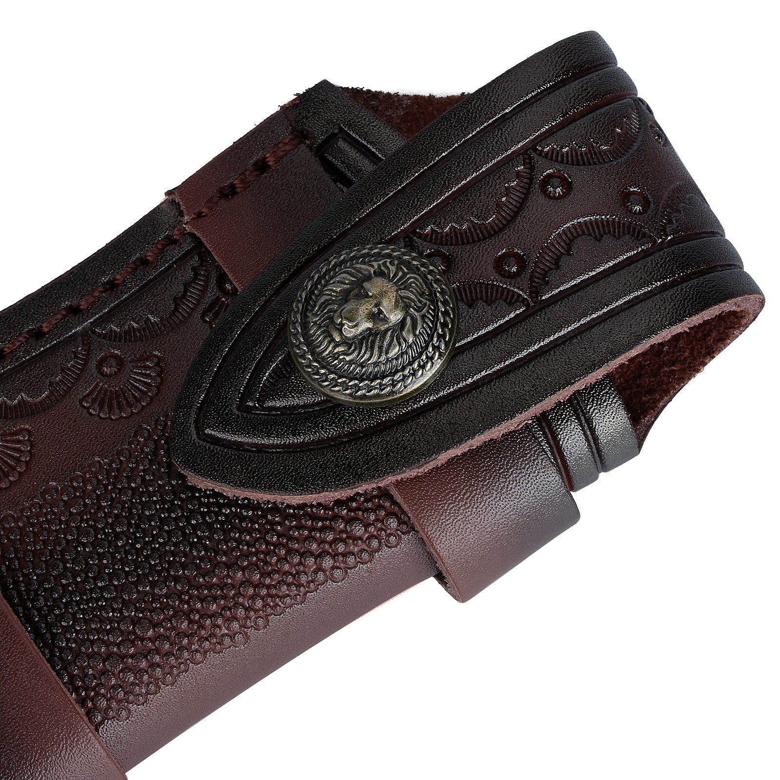 Genuine Leather 4'' Folding Knife Holder Sheath Leather Storage Pouch Belt Bag f