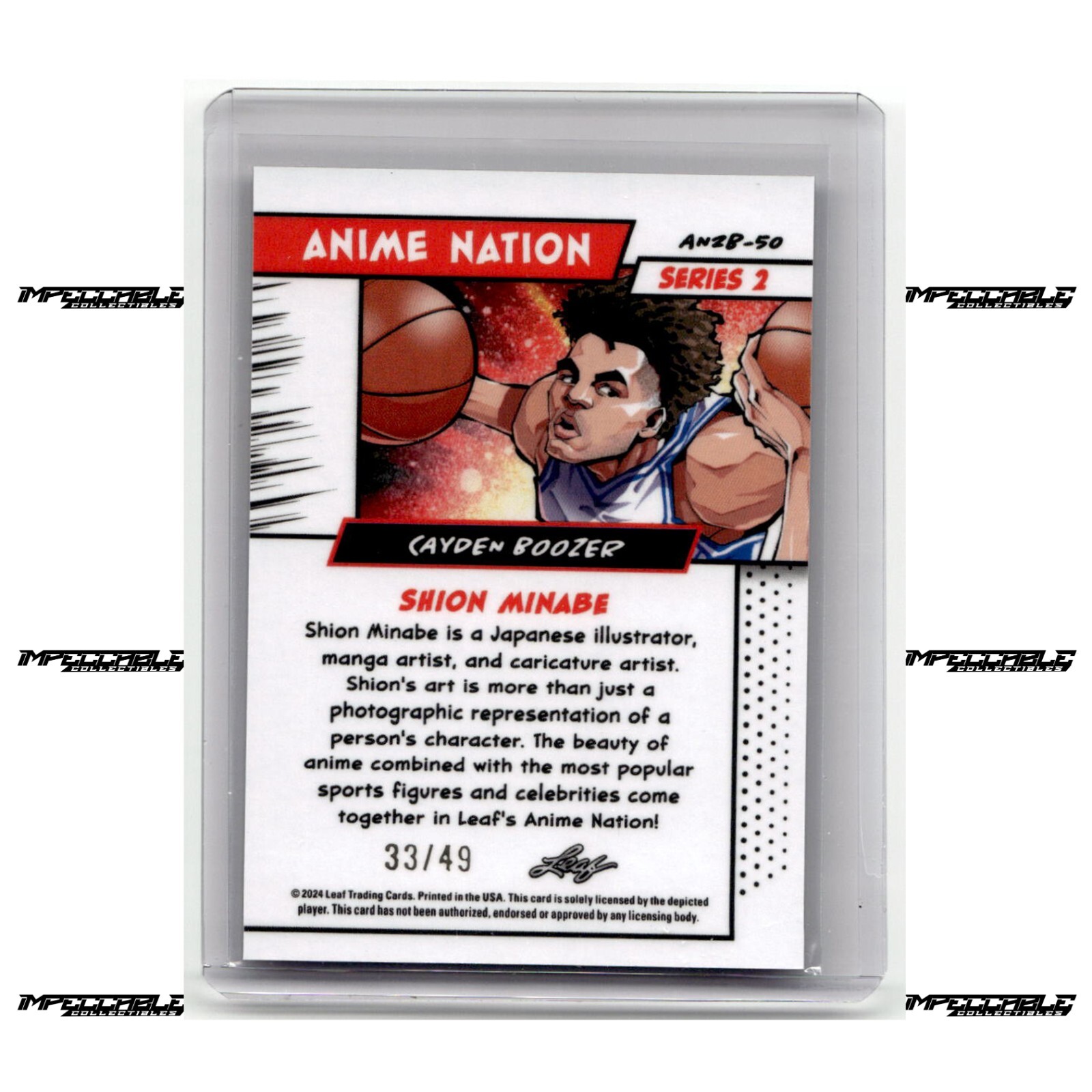 2025 Leaf Anime - Purple #AN2B-50 Cameron Cayden Boozer Twins Rookie SP /49