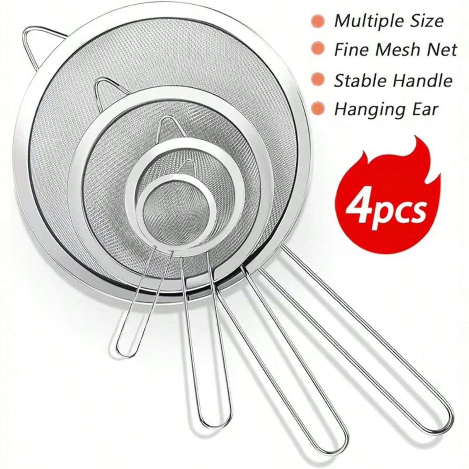 1pc Mini Stainless Steel Strainers Fine Mesh Shifter With Handles Filtering tool