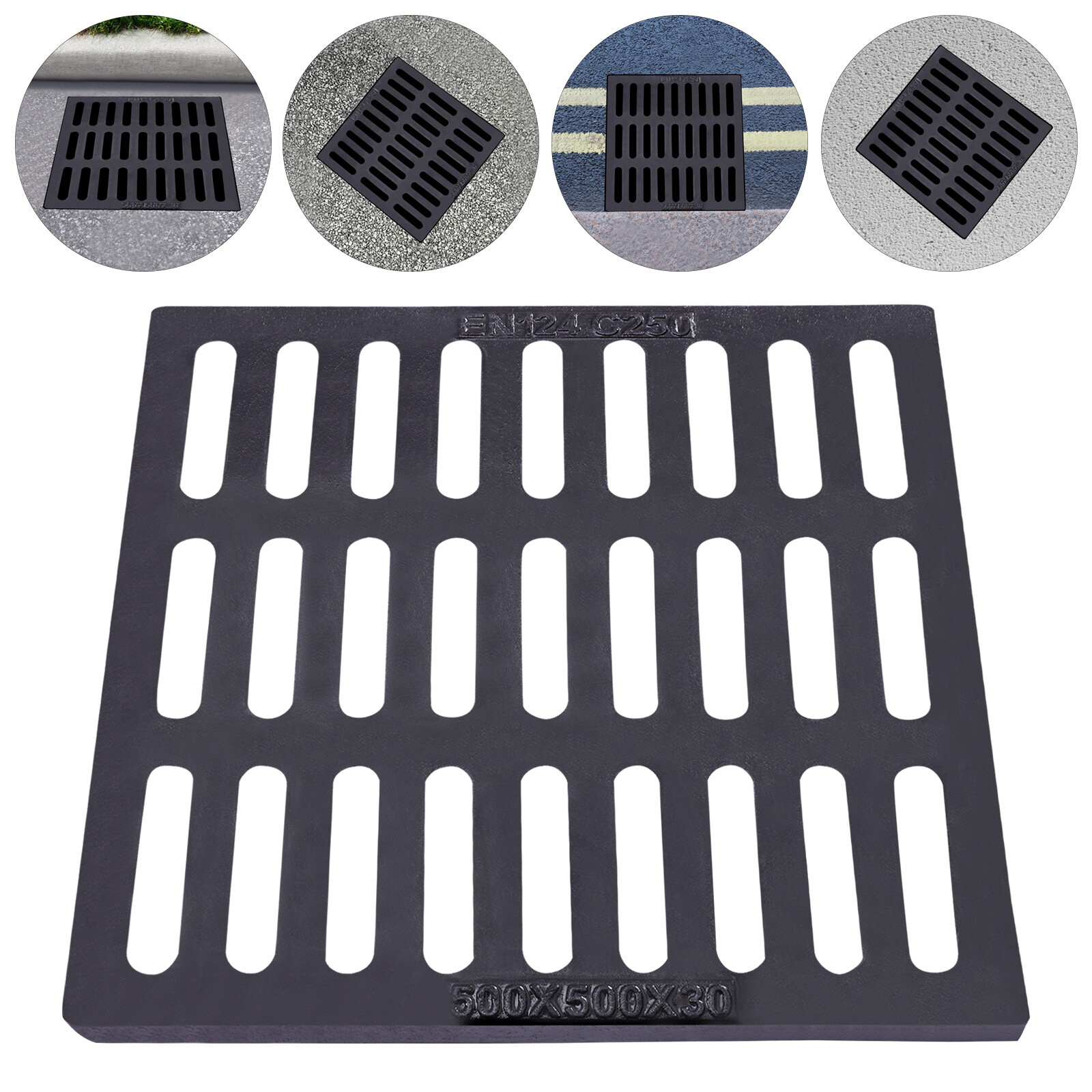 Cast Iron Sewer Grate Strainers Drain Catch Basin Cover Trench Drainage Outdoor