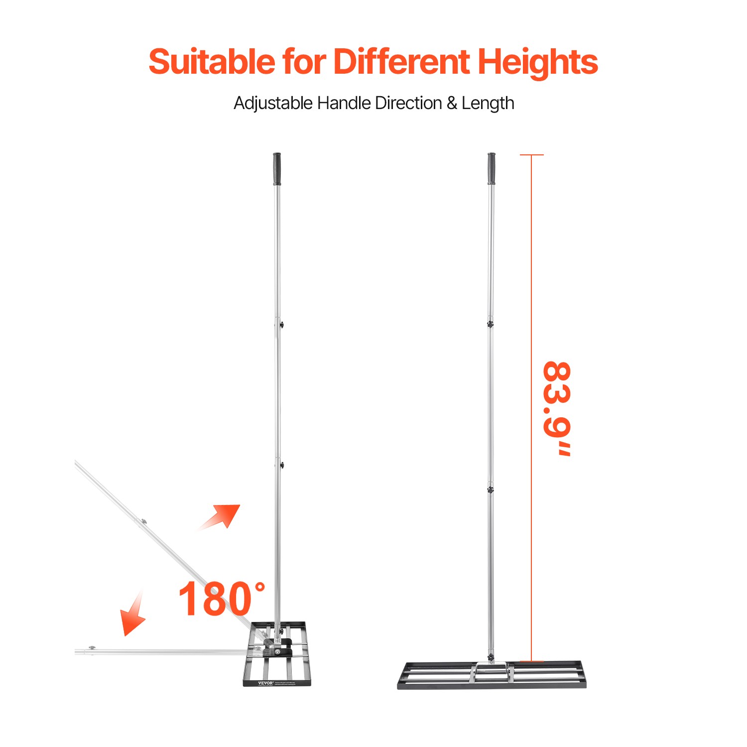 10x30in Lawn Leveling Rake Heavy Duty 83.9in Adjustable Handle for Yard