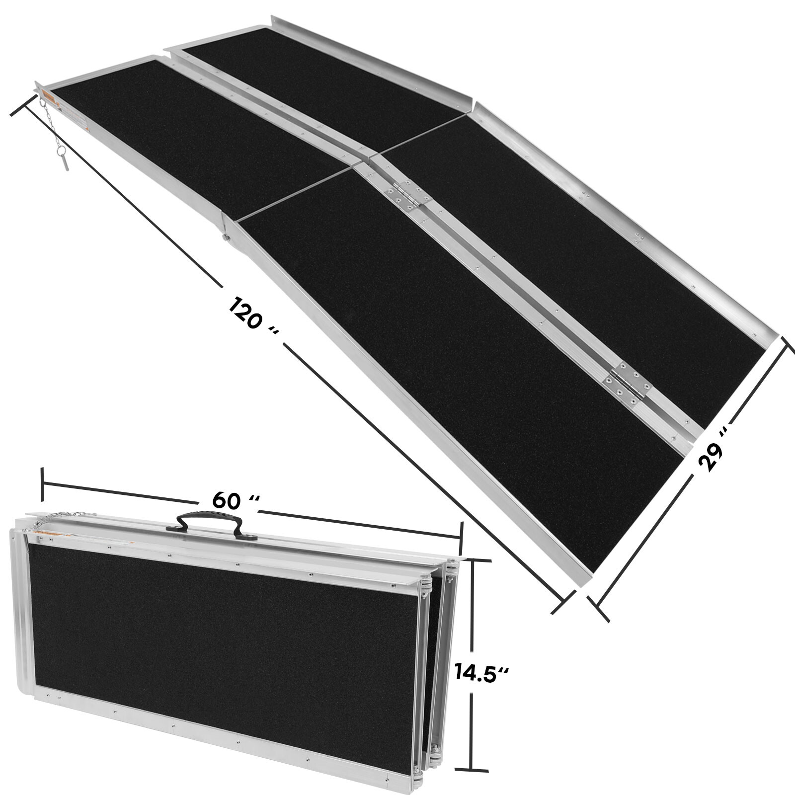 10 FT 600 LB Multi Fold Breifcase Aluminum Wheelchair Ramp Rated set tool New