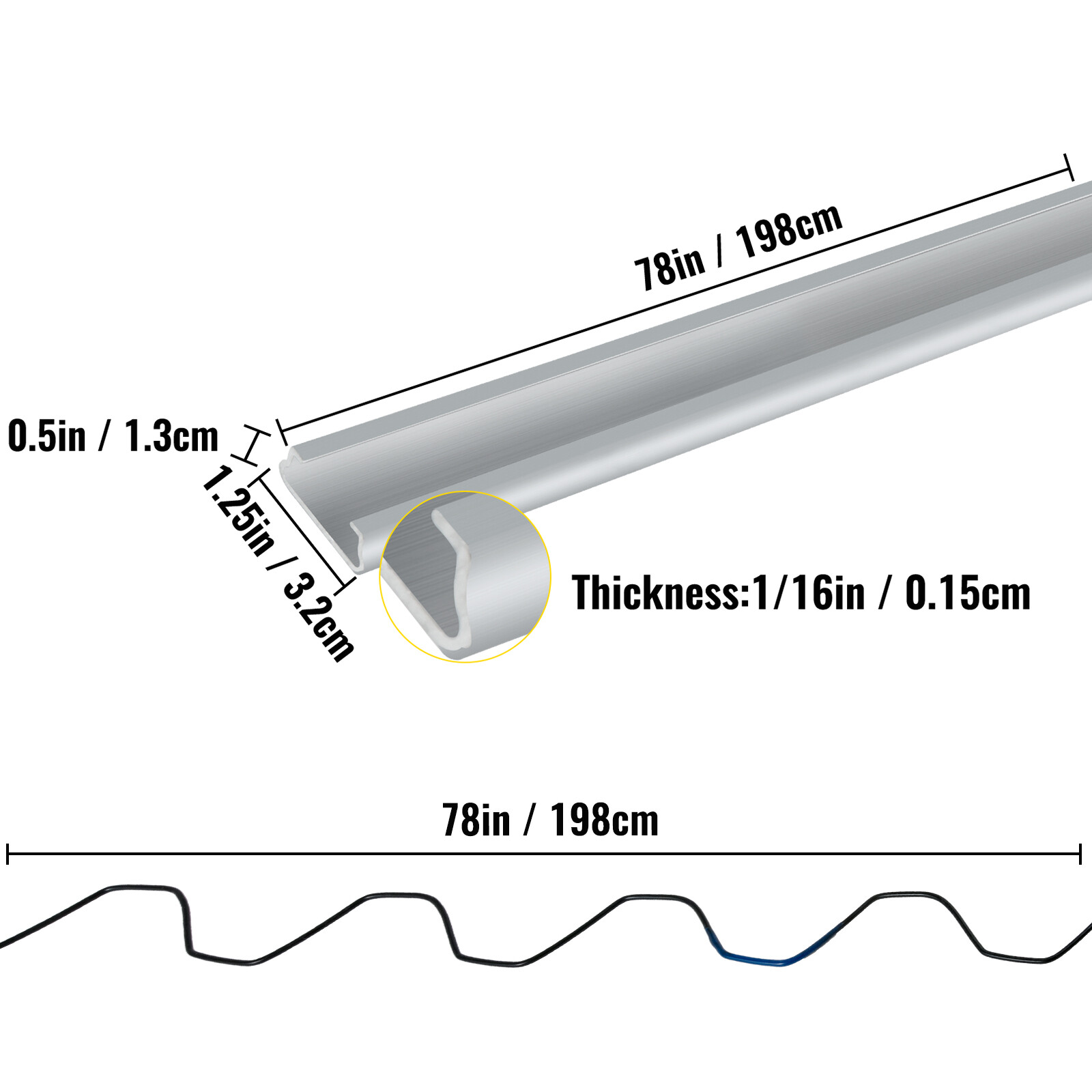 VEVOR Greenhouse Wiggle Wire Lock Channel U-Channel 50PCS
