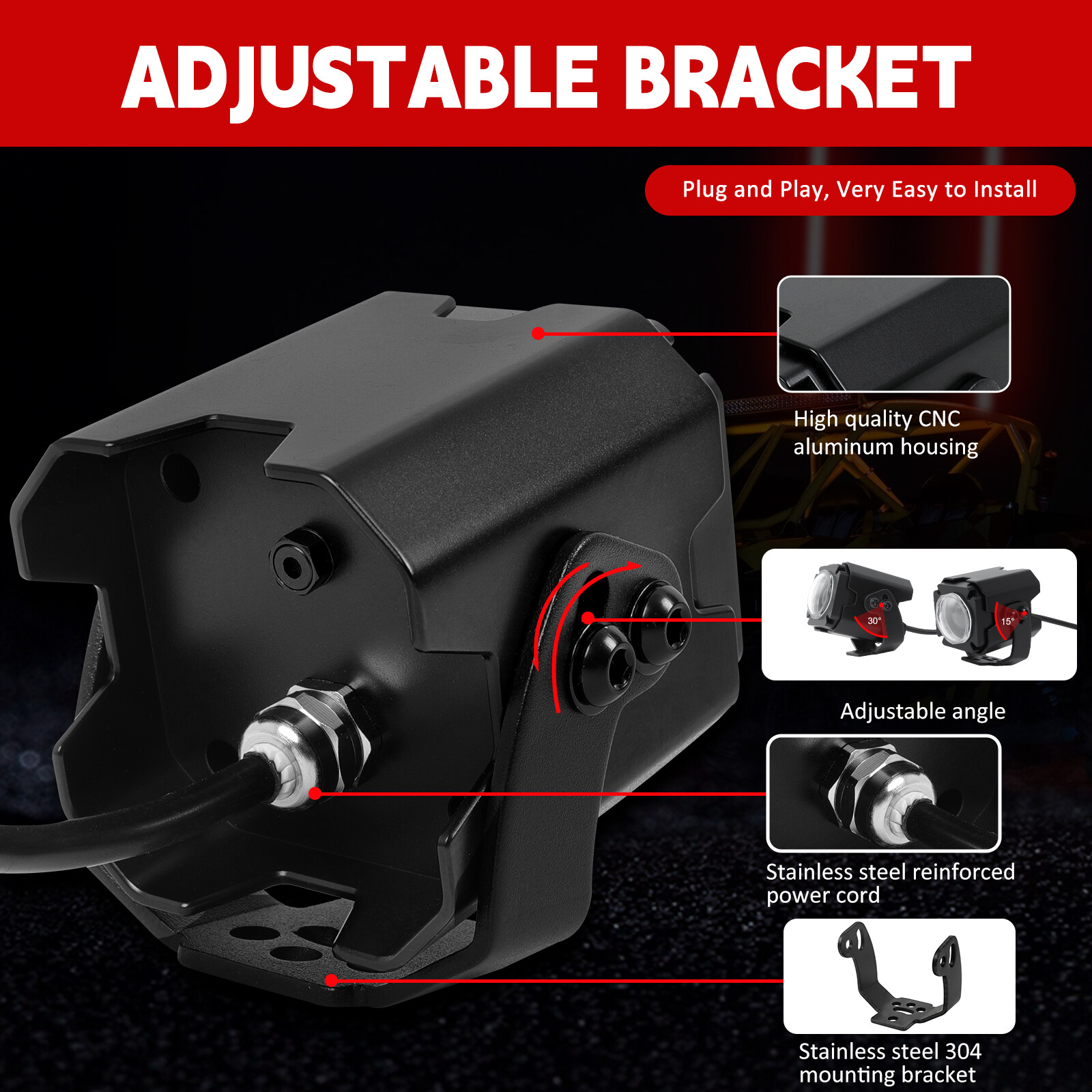 Laser RGB LED Whip Lights Whipless Antenna Remote For ATV UTV Can Am Polaris RZR