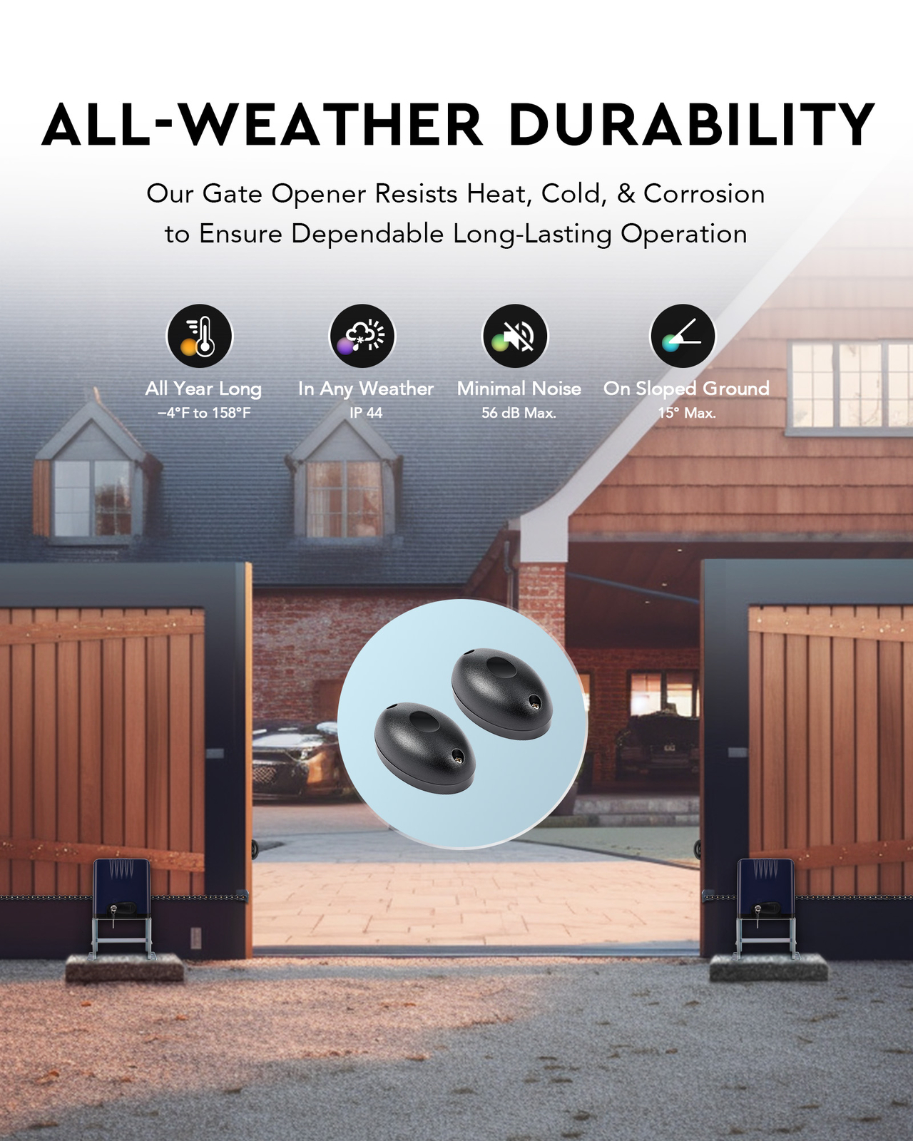 CO-Z 1800lb Automatic Sliding Gate Opener IP44 for 40ft Gates with 2 Remotes