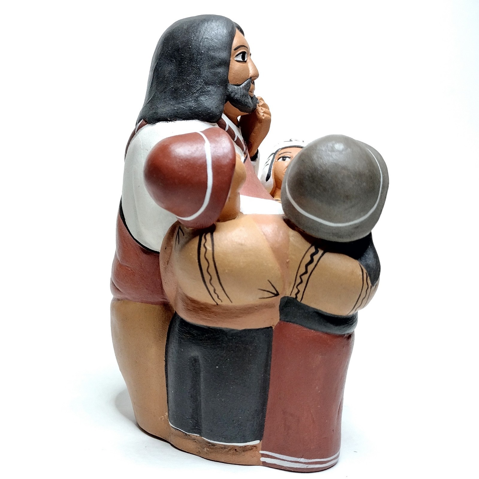 Vtg Peruvian Terracotta Storyteller Jesus w/Children 4" Clay Figurine Maurelio H
