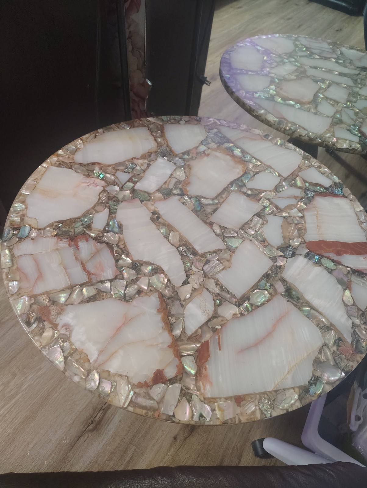 Rare Vintage Arturo Pani Coffee Tables - Onyx, Abalone, Gold Leaf