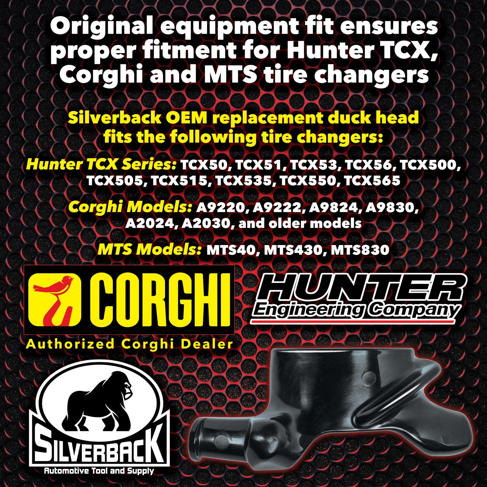Wing Style Black Plastic Duck Head for Corghi, Hunter TCX Tire Changers,