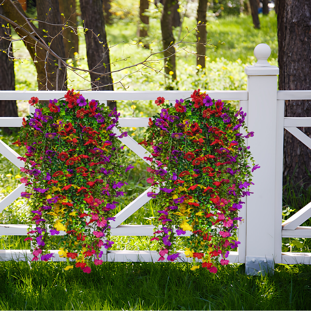 4PCS Artificial Violet Vines UV Resistant Hanging Flowers Plant In/Outdoor Decor