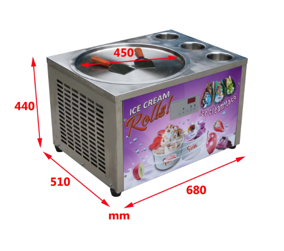 Kolice Countertop fried ice cream roll machine rolled ice cream with 3 buckets