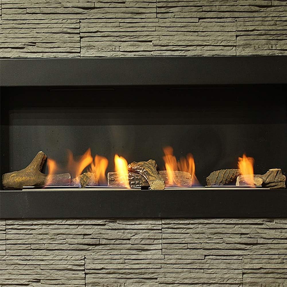 Small Gas Fireplace Logs Set of 9, Fireplace Logs Ceramic Wood Decoration for...