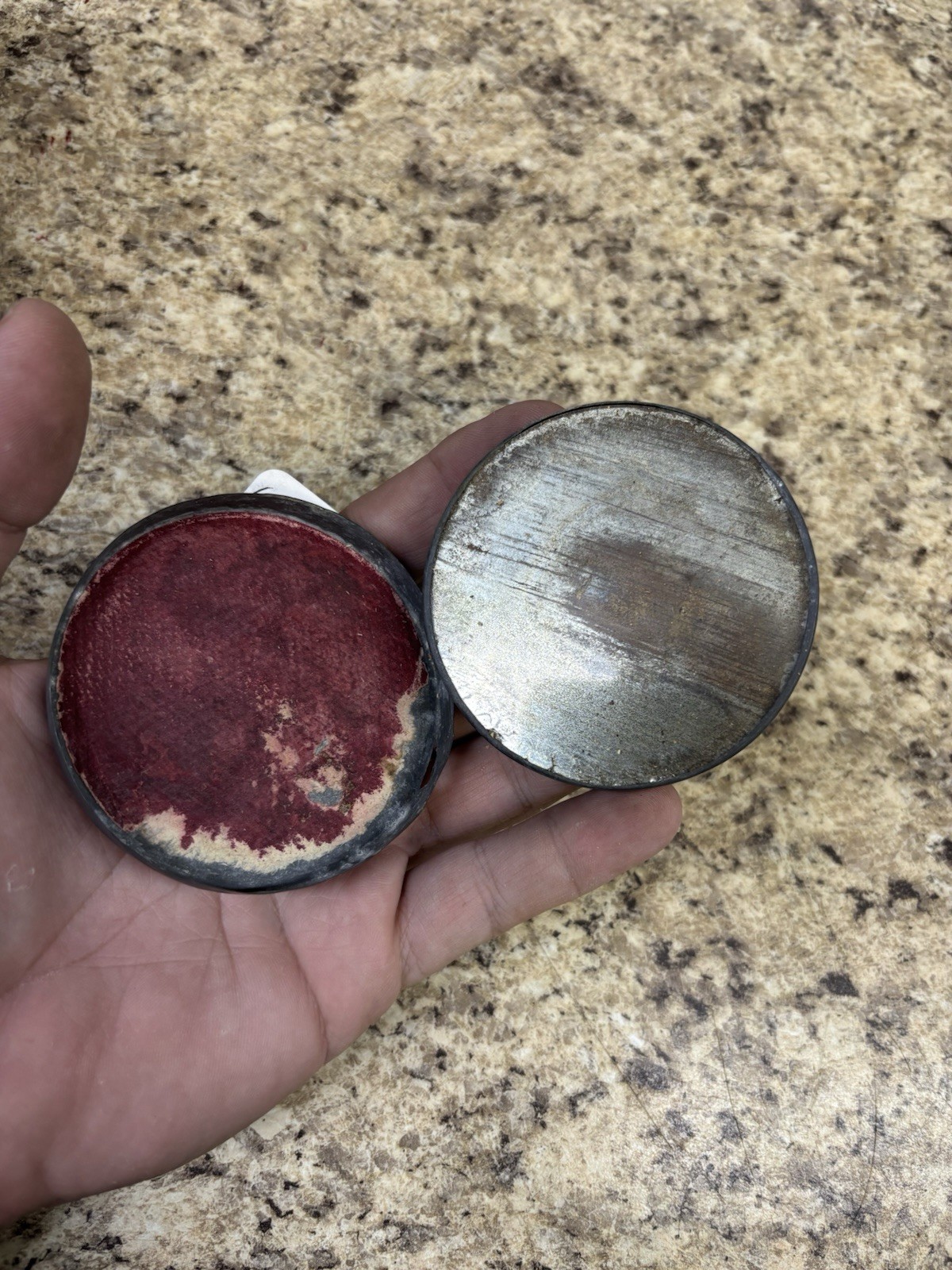 Antique Zinc Soldier Shaving Folding Mirror Civil War Era Original