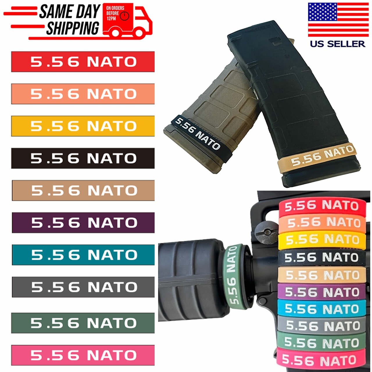 5.56 NATO Magazine ID Marking Bands / 556 NATO Upper Receiver Mag Silicone Bands