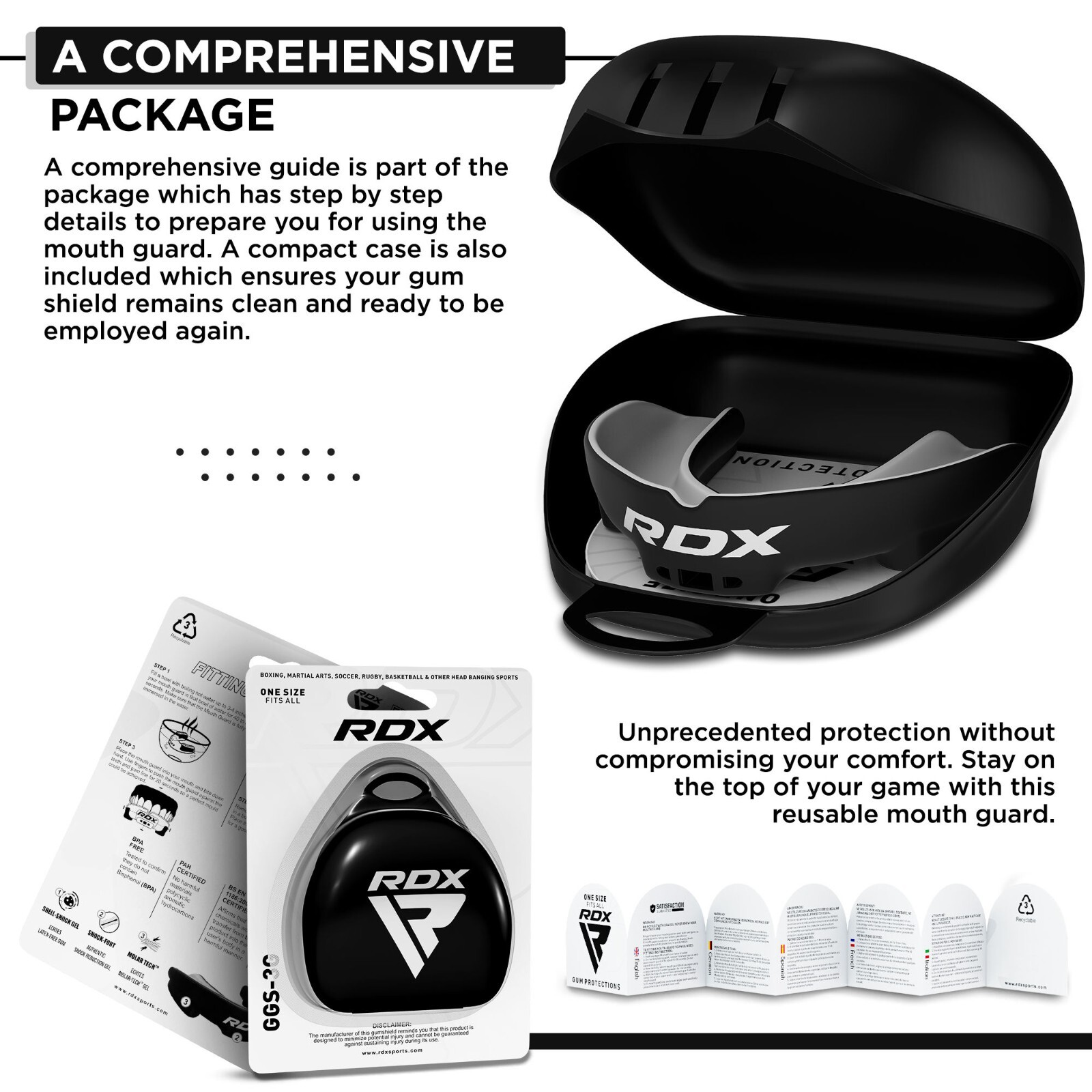 RDX Boxing Mouth Guard with Case MMA Gum Shield Teeth Grinding, Mouth Protector