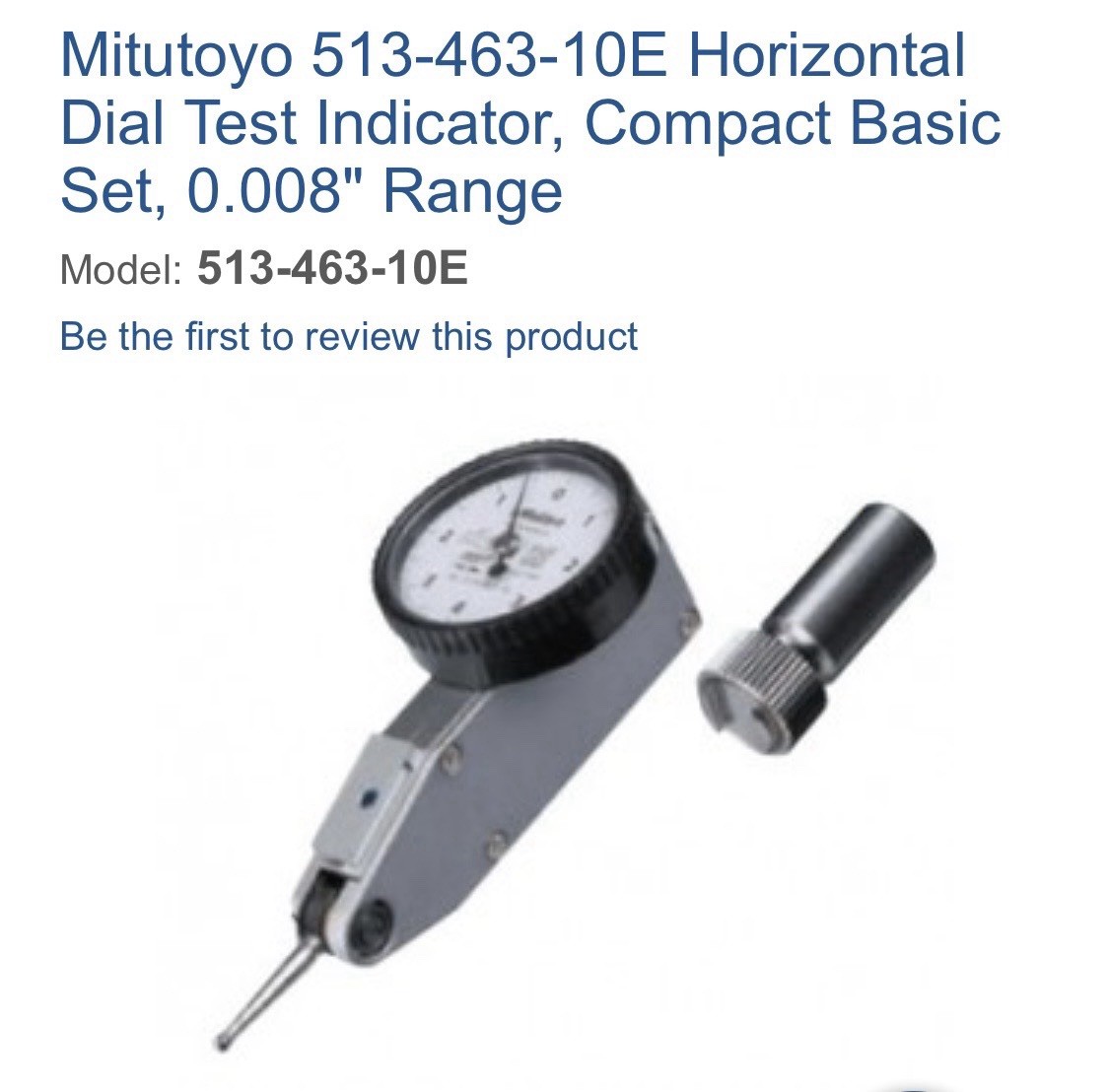 Mitutoyo 513-463-10E Compact Type Dial Test Indicator, .008" Range, .0001"
