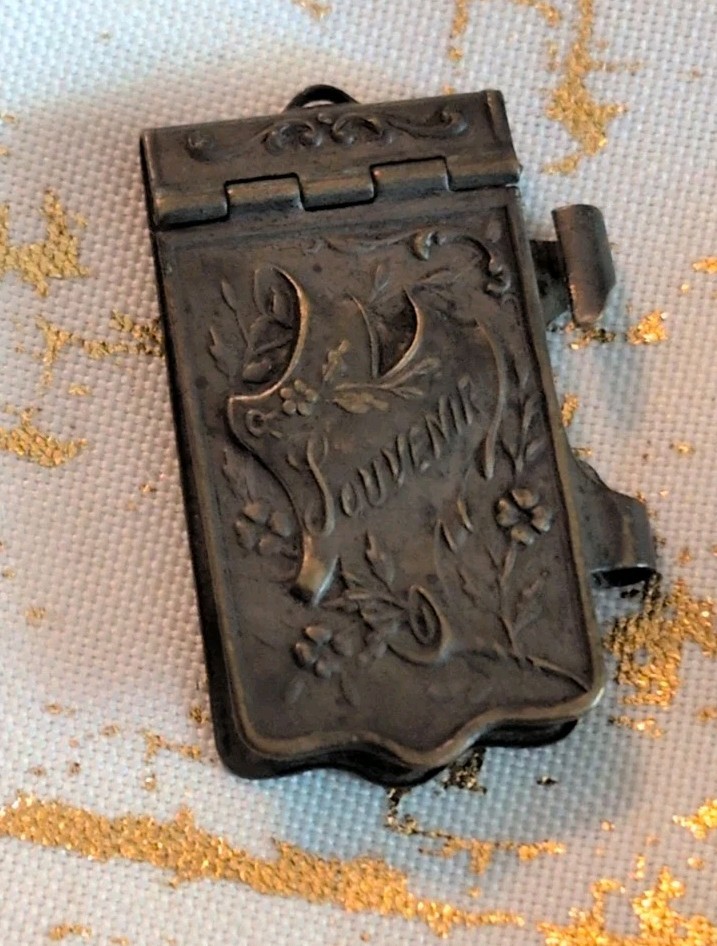 Antique WW 1 Souvenir Miniature Locket Photo Album Black & White Photos Book VTG