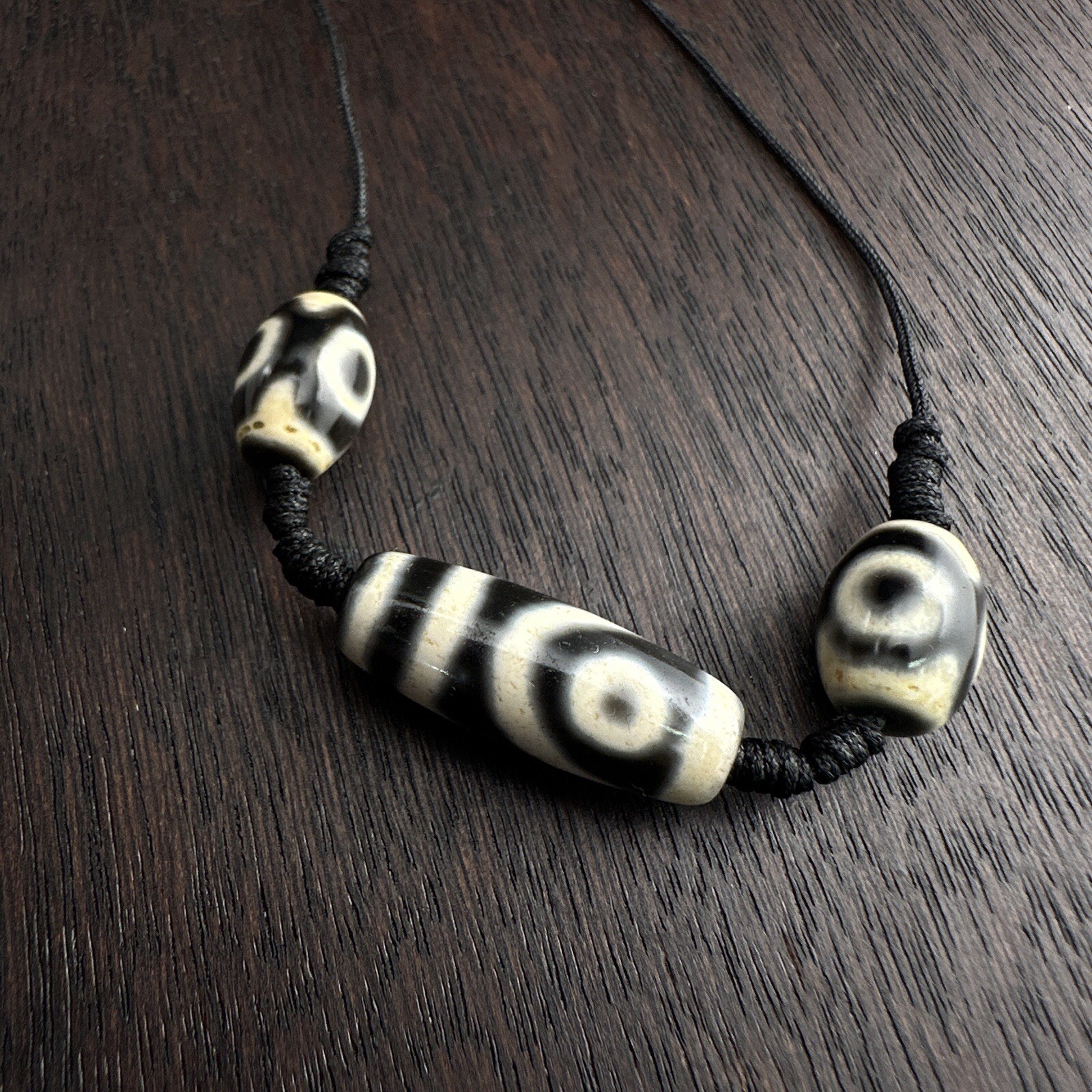 Indo Tibetan Agate 2 Eyes in Square Agate Stone Dzi Beads Amulet