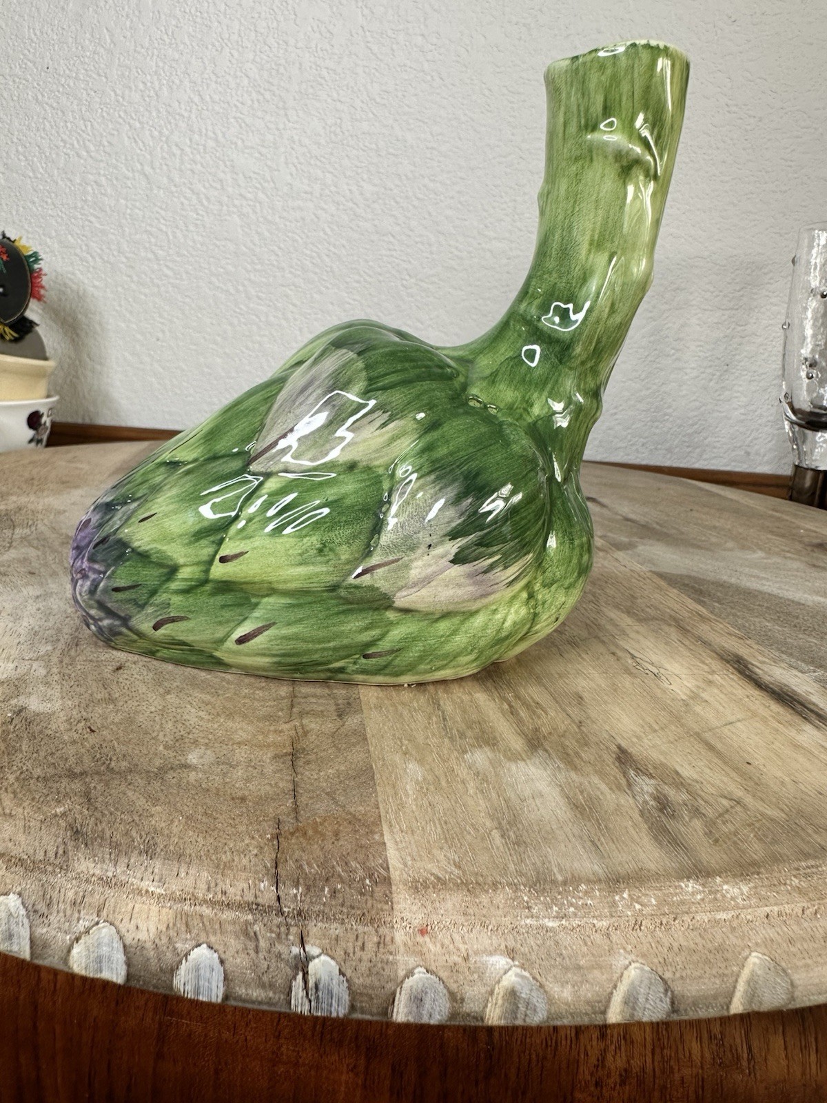 Artichoke Vase Bottle Ceramic Vegetable Decor Italian Majolica