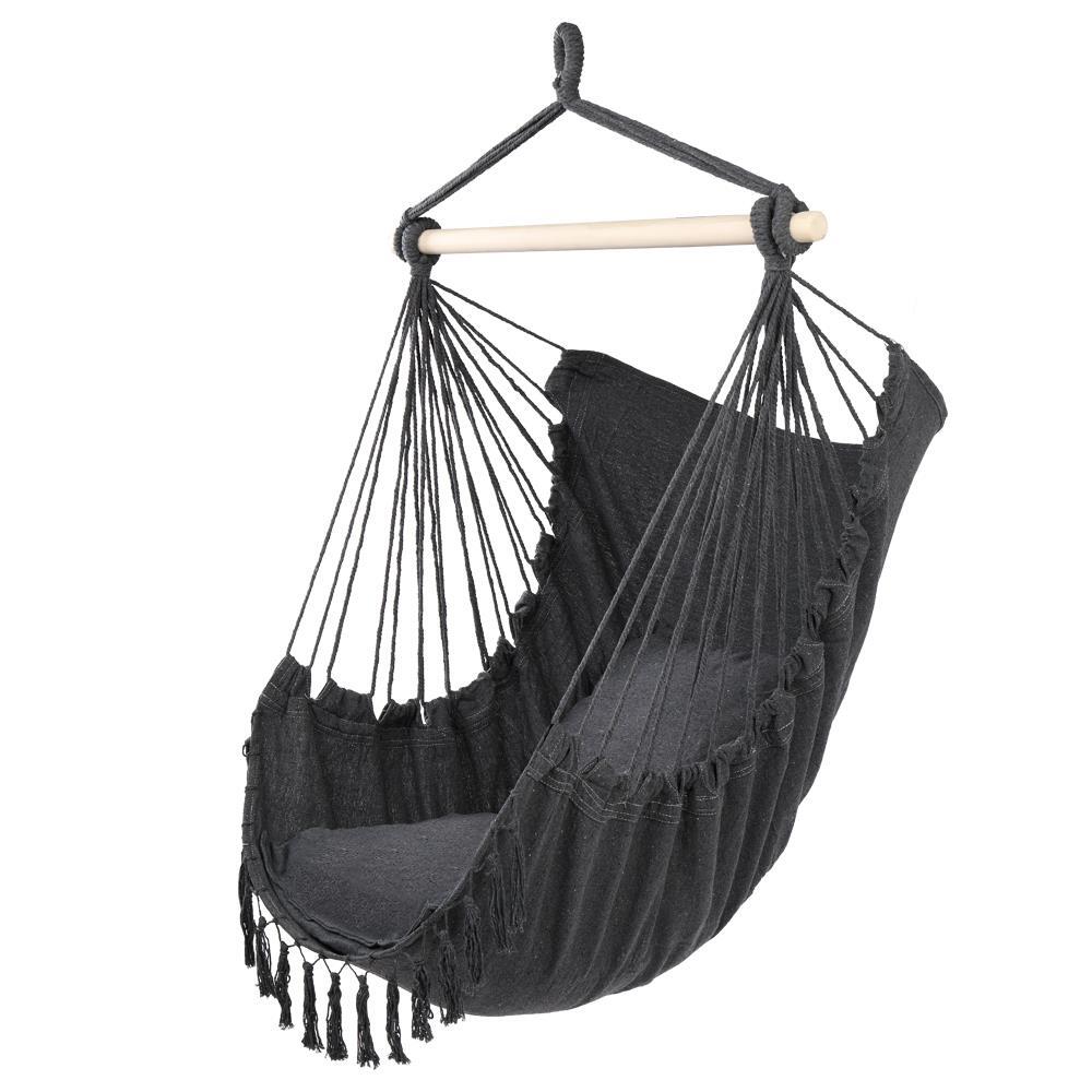 Hammock Hanging Rope Chair Swing Seat Patio Picnic Camping Dark Gray
