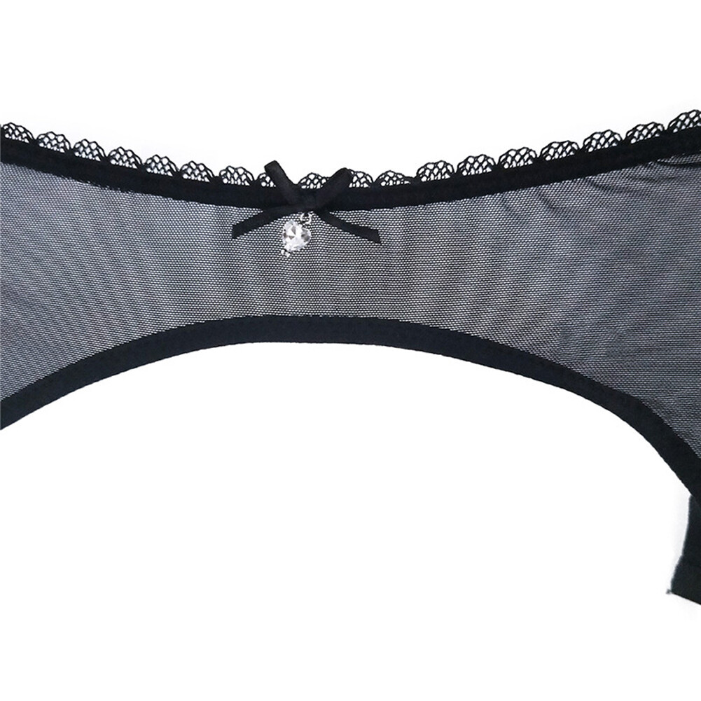 Women's Mesh Lace Garter Belt Sexy Sheer Lingerie 4 Straps Suspender Plus Size