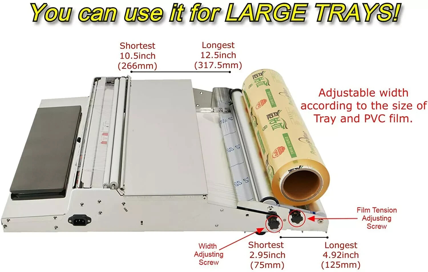 VTS VTH-500, 20Inch/ 500mm Food Wrapping Machine Film Wrapper for Food Packaging