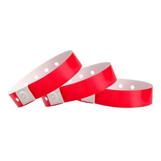 Plastic Wristbands for Events – Extended Wear, Secure Snap 500 Neon Red