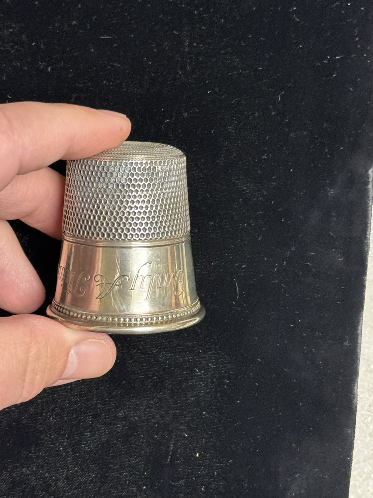 Antique Sterling "Only A Thimble Full" Shot Glass By Charles Thomae
