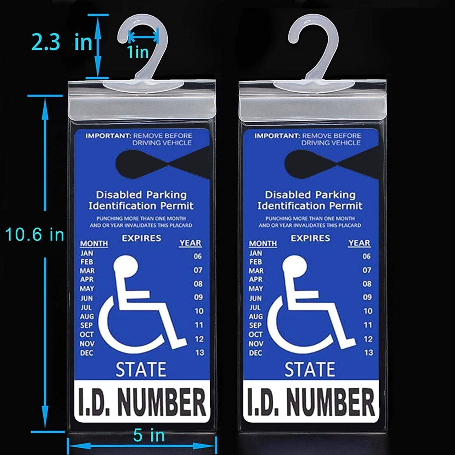 2x Handicap Parking Permit Placard Protector Cover Hanger Car Holder Hang Sleeve