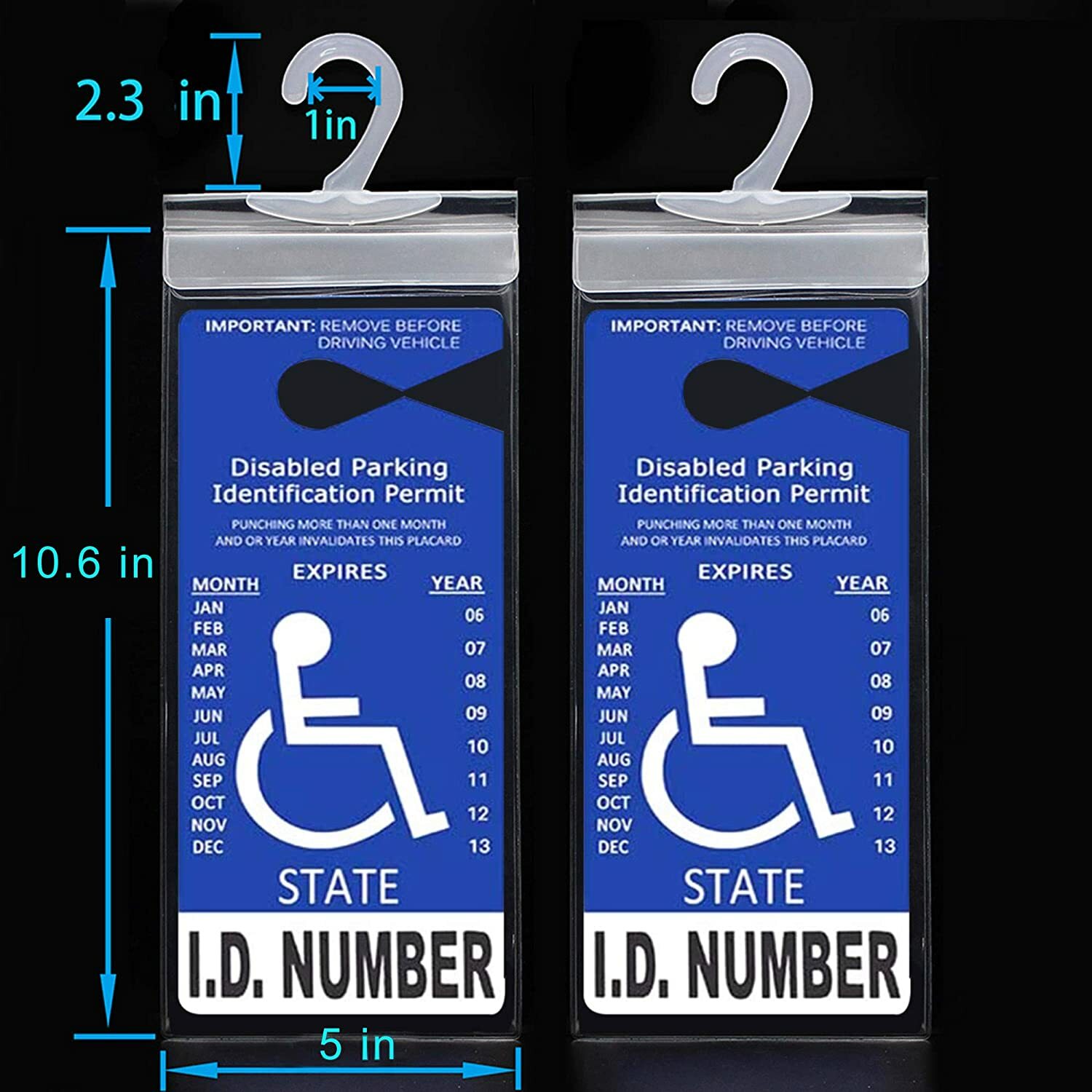 Handicap Placard Holder Disabled Parking Permit Protector Mirror Tag Sleeve Hang