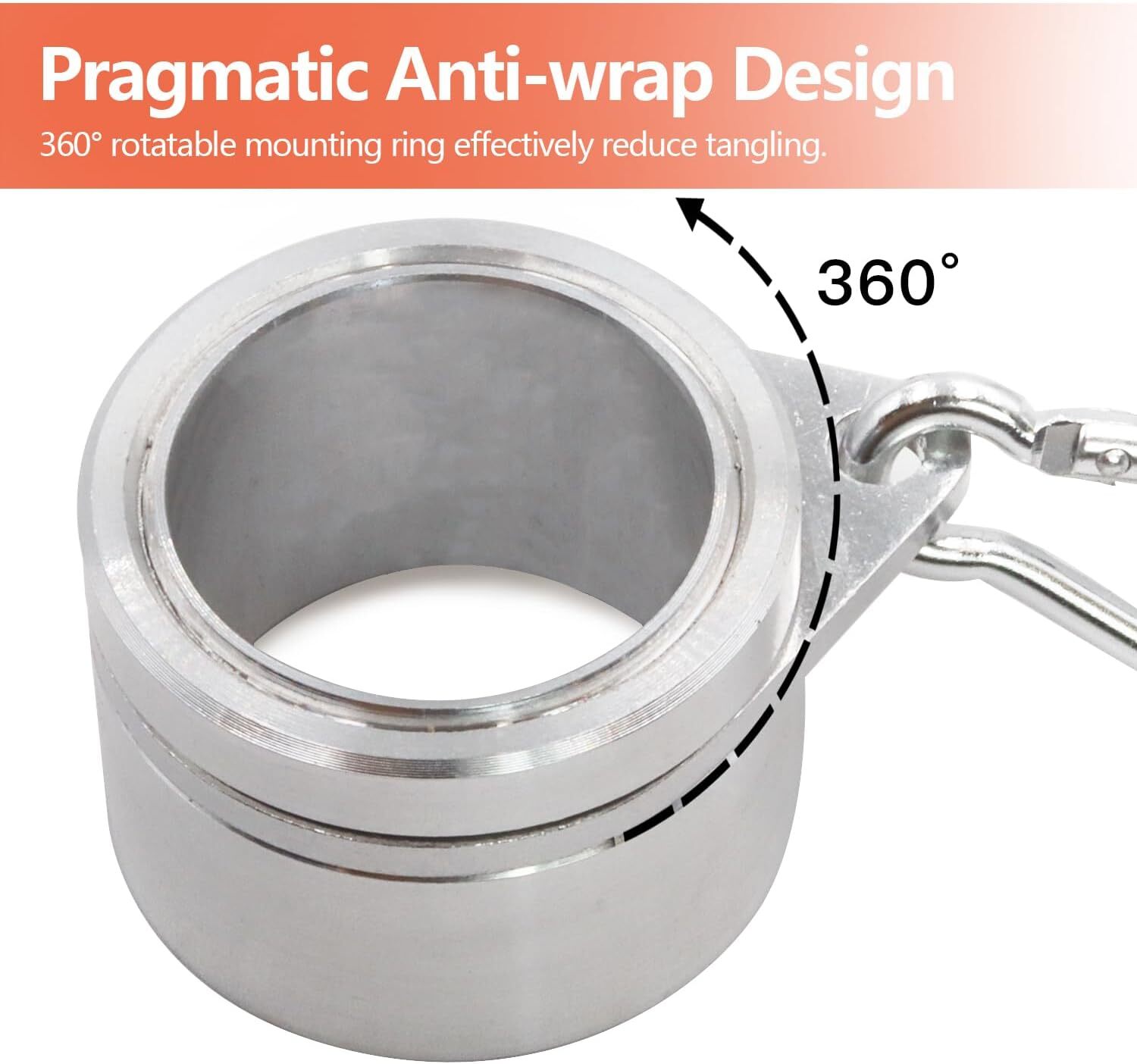 2pcs 1.25" Aluminum Flag Pole Mounting Rings Anti Wrap 360° Rotatable Rings